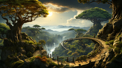 Art tree at the road binoculars bridge