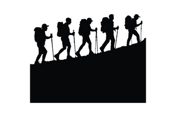  Hiking man Silhouettes. hiker with rucksacks silhouette.