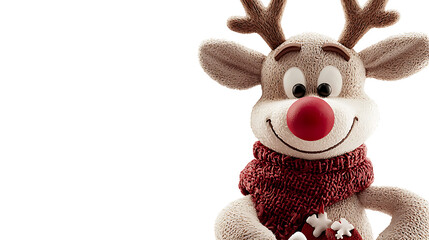 Fototapeta premium A cartoonish looking reindeer with a red scarf around its neck