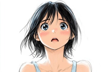 Characterfocused anime pencil art emphasizing intricate facial features natural poses with open areas designed for customizable text integration