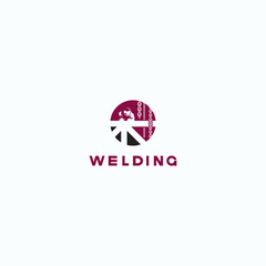 
illustration consisting of an image of a welder in the form of a symbol or logo