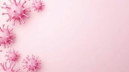 Fototapeta premium A cluster of pink virus-like structures on a soft pink background, symbolizing health, disease, or science.