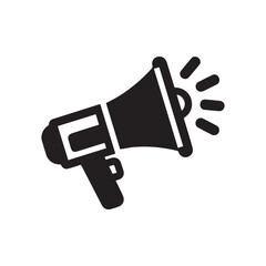 megaphone icon logo silhouette white background.