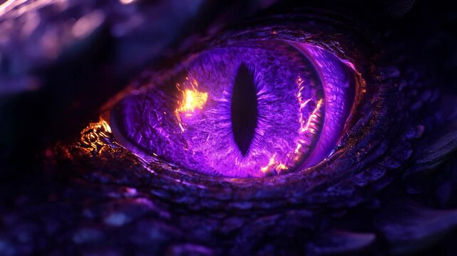 Enchanting Close-up of a Dragon Eye with Vibrant Purple Colors