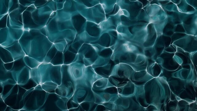 Abstract water reflection pattern with light and shadow play on the surface creating a textured, wavy, and fluid appearance in shades of blue and green.
