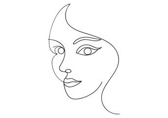 Continuous One-Line Drawing of a Woman's Face - Minimalist Feminine Art