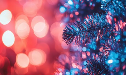 Fototapeta premium Vibrant holiday decorations with colorful lights