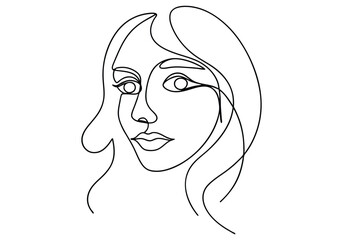 Continuous One-Line Drawing of a Woman's Face - Minimalist Feminine Art