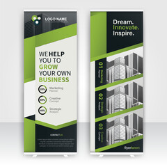 Modern design of annual report display stands showcasing professional graphics in an office environment