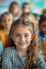 Smiling Girl in Classroom - A Radiant Student