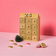 wooden box with coins and money