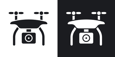 Drone icons in solid black and white colors