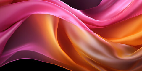 Obraz premium Vivid flowing pink and orange silk fabric art with dramatic lighting