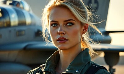 Inspiring aviation journey of a dedicated pilot at a military airbase during sunset