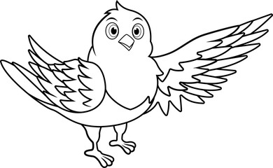 Cute pigeon cartoon waving wings