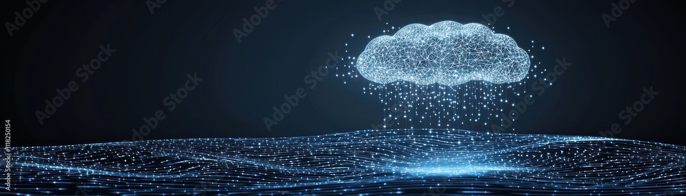 Poster futuristic hologram of generative ai and quantum computing digital landscape tech visualization abst