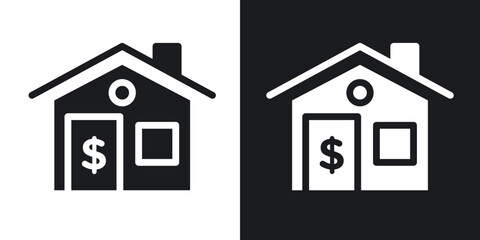 Mortgage icons in solid black and white colors