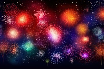 Colorful fireworks illuminating the night sky.
