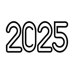 2025 text icon, new year illustration, new year icon - simple black line art of 2025 text, symbolizing new year celebrations  new year vector 