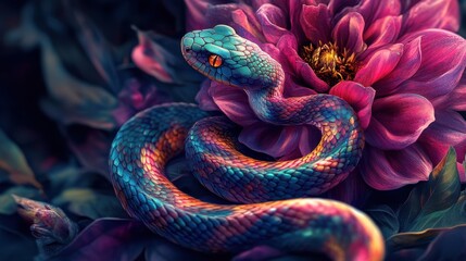 Fototapeta premium Snake on a dream flower