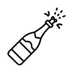 champagne bottle icon, new year illustration, new year icon - simple black line art of champagne bottle, symbolizing new year celebrations  new year vector 