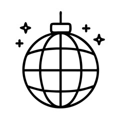 disco ball icon, new year illustration, new year icon - simple black line art of disco ball, symbolizing new year celebrations  new year vector 