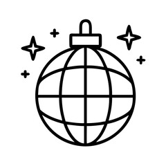 Obraz premium disco ball icon, new year illustration, new year icon - simple black line art of disco ball, symbolizing new year celebrations new year vector 