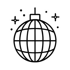 disco ball icon, new year illustration, new year icon - simple black line art of disco ball, symbolizing new year celebrations  new year vector 