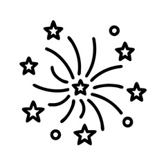 fireworks in sky icon, new year illustration, new year icon - simple black line art of fireworks in sky, symbolizing new year celebrations  new year vector 