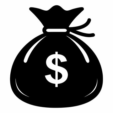 recommend clip art: Black Money Bag Icon Silhouette Vector Design