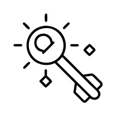 golden key new opportunities icon, new year illustration, new year icon - simple black line art of golden key new opportunities, symbolizing new year celebrations  new year vector 