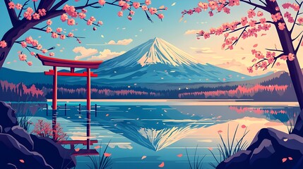 A red bridge is in front of a mountain