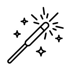 sparkler icon, new year illustration, new year icon - simple black line art of sparkler, symbolizing new year celebrations  new year vector 