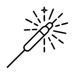 sparkler icon, new year illustration, new year icon - simple black line art of sparkler, symbolizing new year celebrations  new year vector 