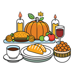 thanksgiving meal white background.