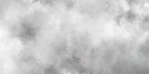 Abstract white and gray isolated cloud cumulus clouds. Gray aquarelle painted realistic fog or mist smoky textured canvas design. White and ash messy wall stucco texture background.
