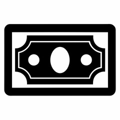 Black Silhouette Banknote Icon Vector Illustration