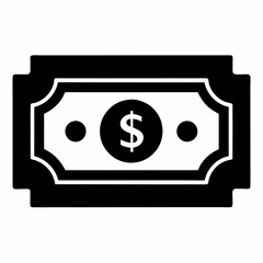 Black Silhouette Banknote Icon Vector Illustration