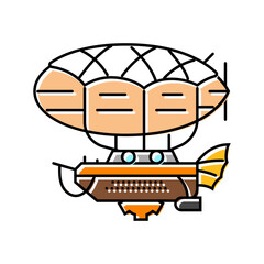 airship steampunk vintage color icon vector. airship steampunk vintage sign. isolated symbol illustration