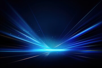Obraz premium Dynamic blue light streaks on a dark background