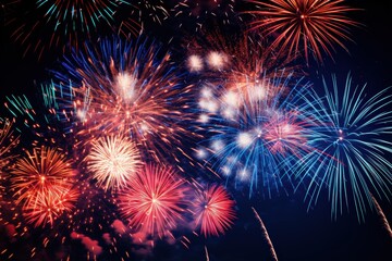 Colorful fireworks display in the night sky