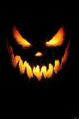 Fototapeta premium Eerie Jack-o'-lantern on Black Background