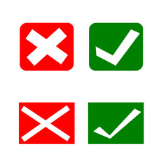 vector of false and true, yes and no, signs on white background.