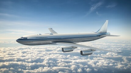 Fototapeta premium Private Jet Soaring Above Fluffy Clouds