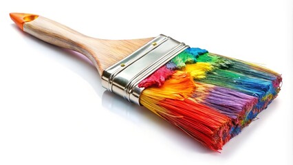Fototapeta premium Vibrant Paintbrush, Mixed Colors, Rule of Thirds