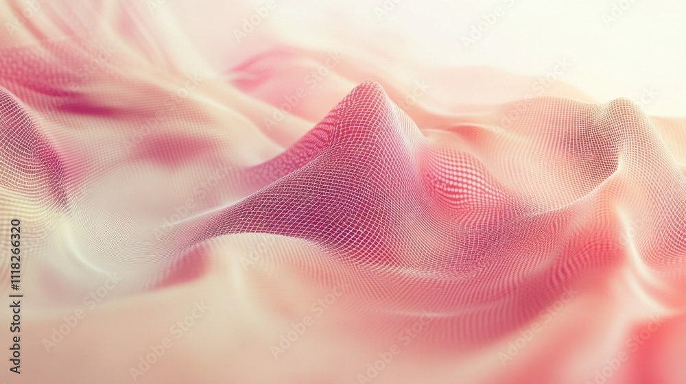 Poster delicate lines and dots form an intricate pattern that resembles flowing fabric, showcasing soft sha