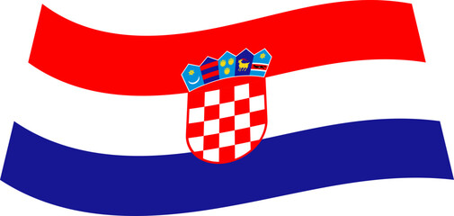 Waving Croatian National Flag with Coat of Arms