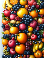 Abundant colorful mix of fresh fruits.