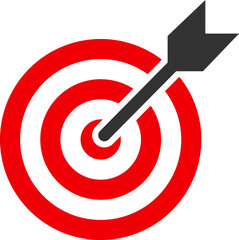 Red Target Icon with Arrow Hitting Center