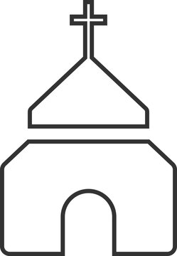 recommend clip art: Outline Icon of a Church Building with Cross